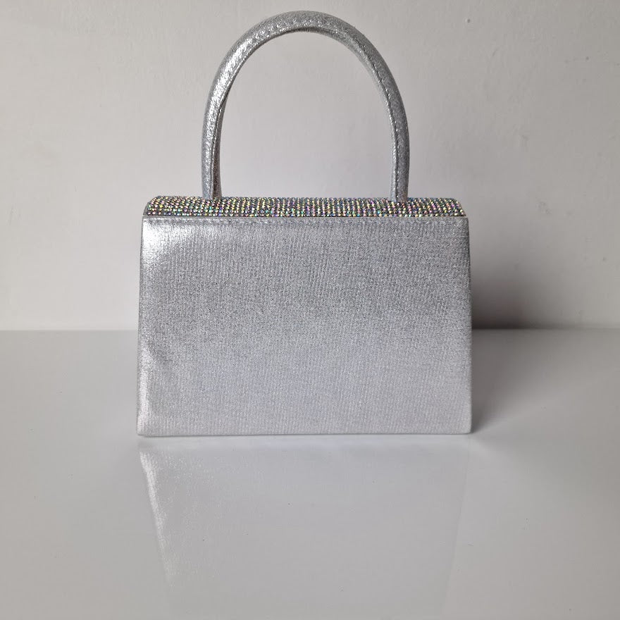 Sparkly Pearl Siver Diamante Mini Grab Bag