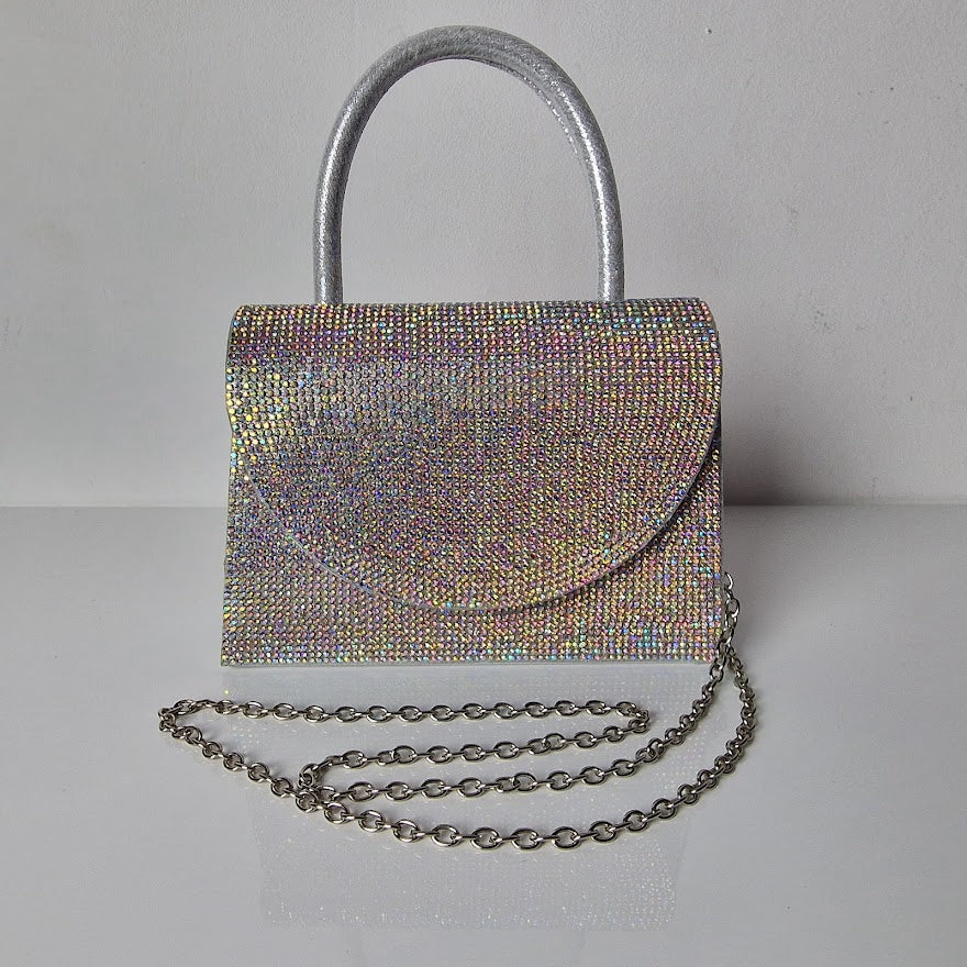 Sparkly Pearl Siver Diamante Mini Grab Bag