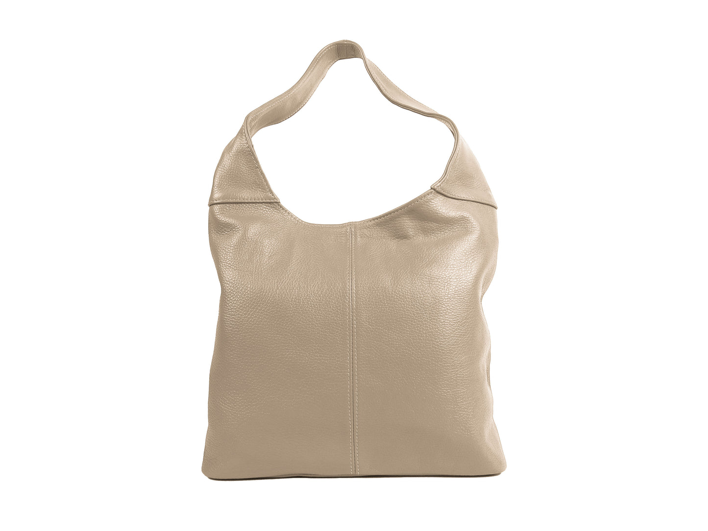 Italian Beige Leather Slouchy Shoulder Bag