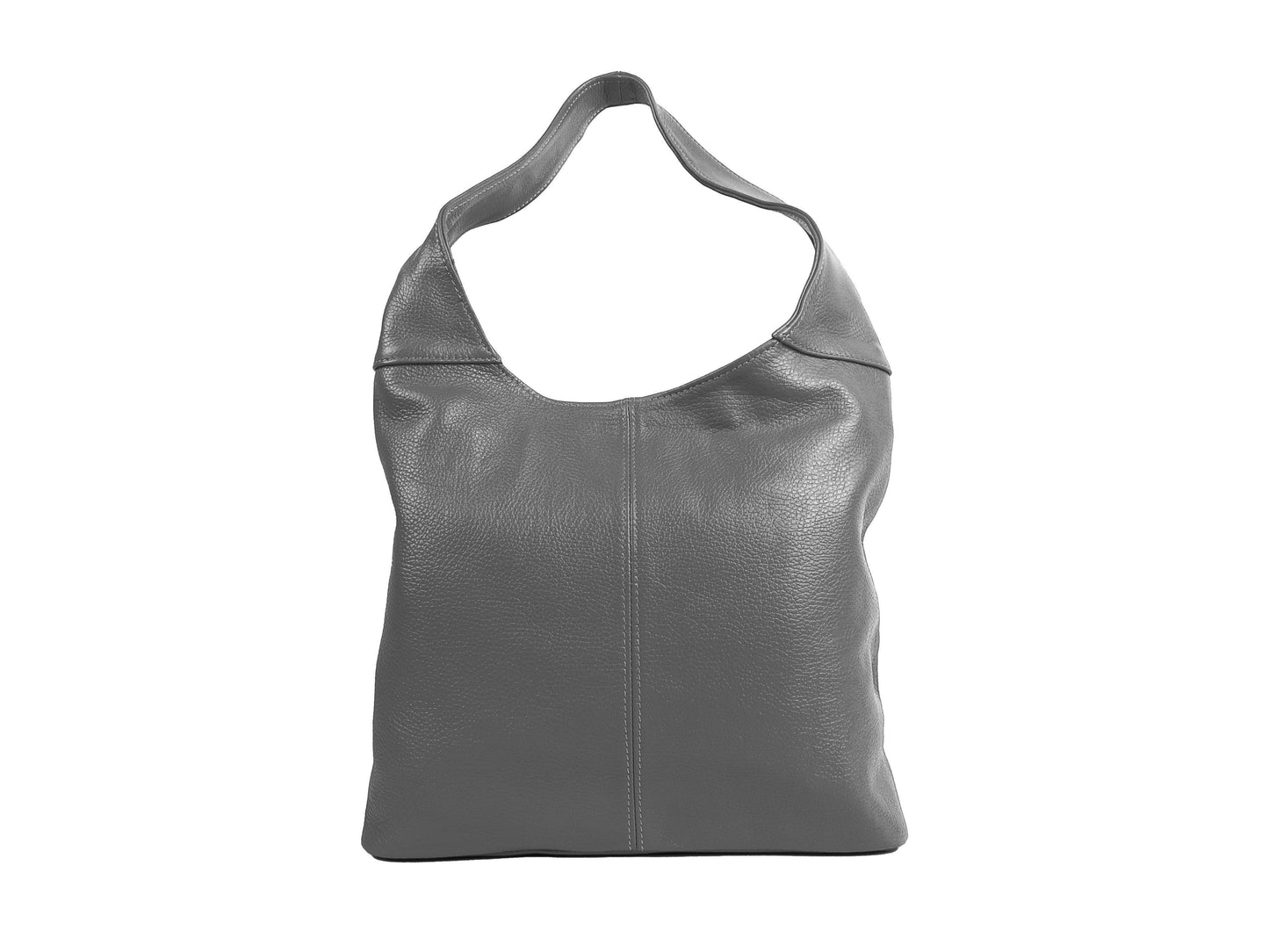 Italian Dark Grey Leather Slouchy Shoulder Bag