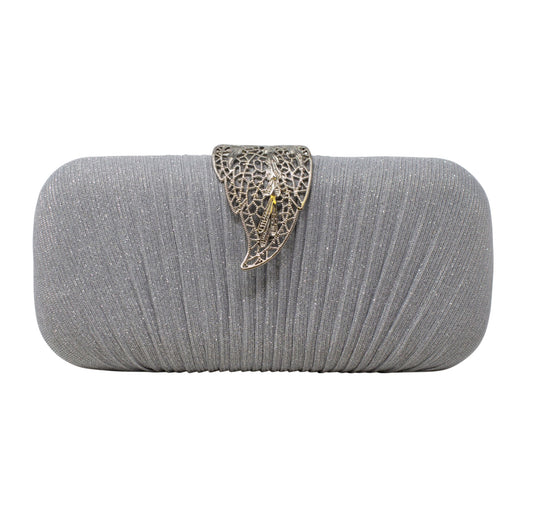 Sparkly Gold Leaf Shimmery Silver Clutch