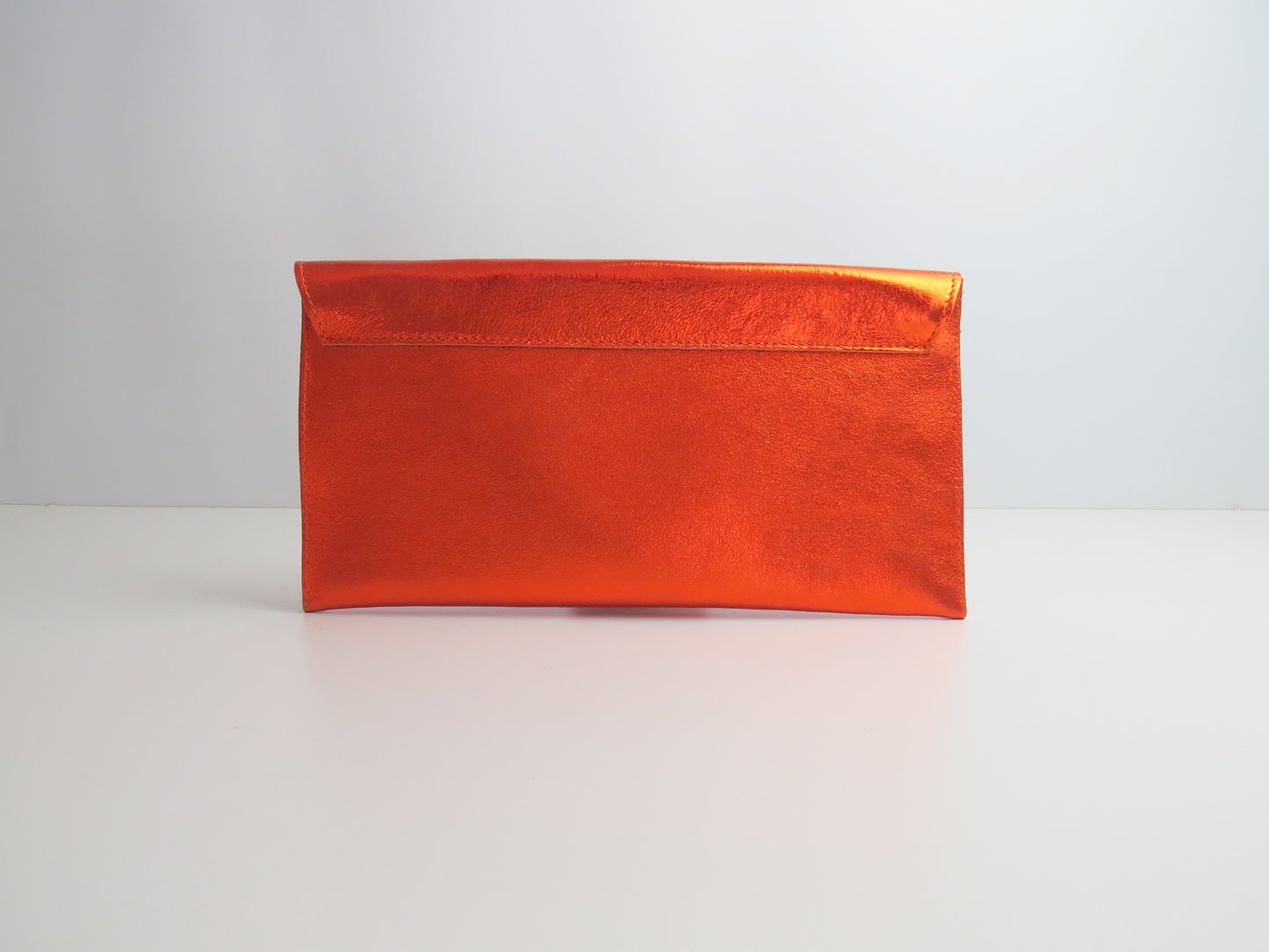 Metallic Orange Envelope Clutch Bag