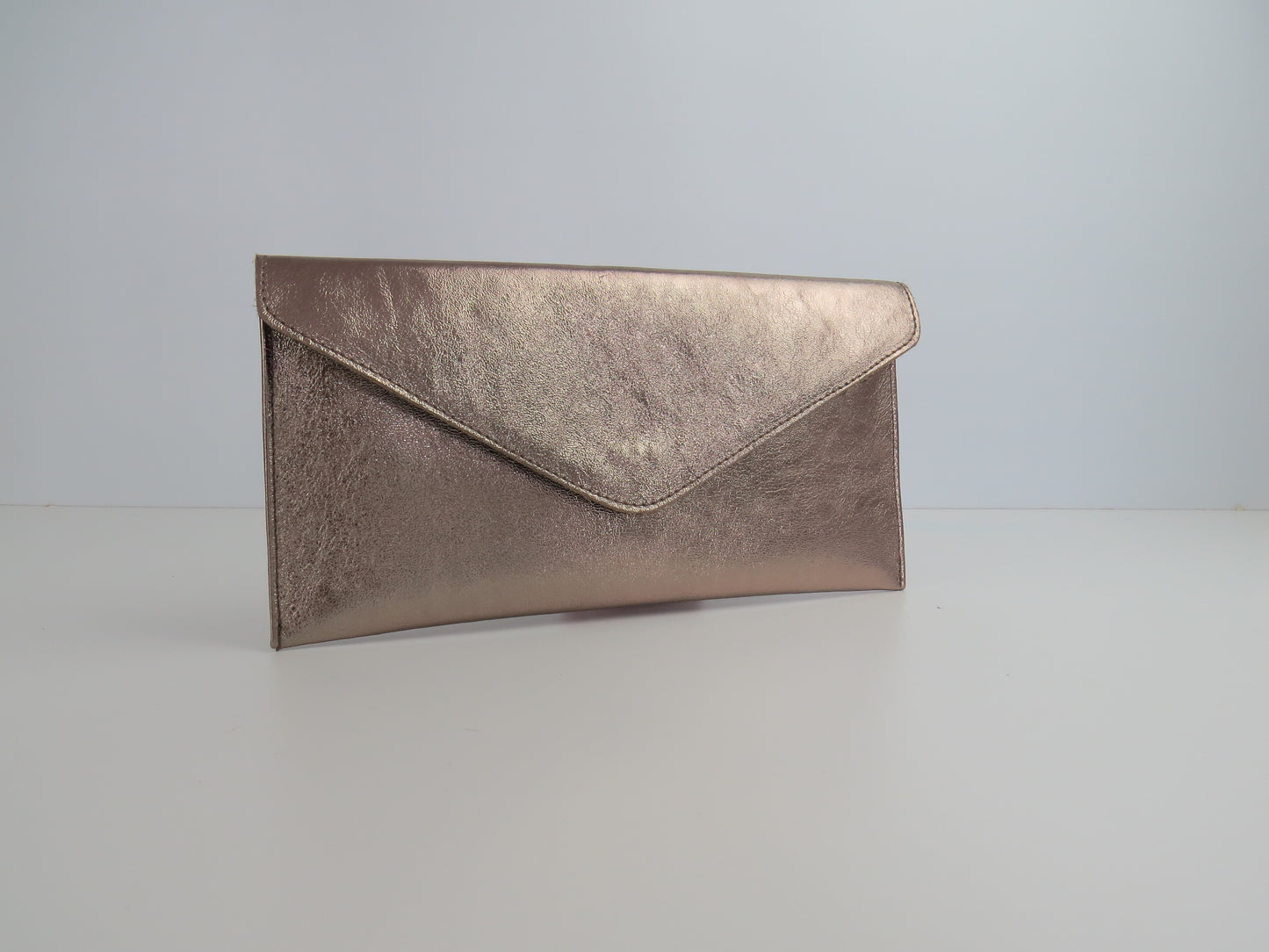 Metallic Brown Bronze Envelope Clutch Bag