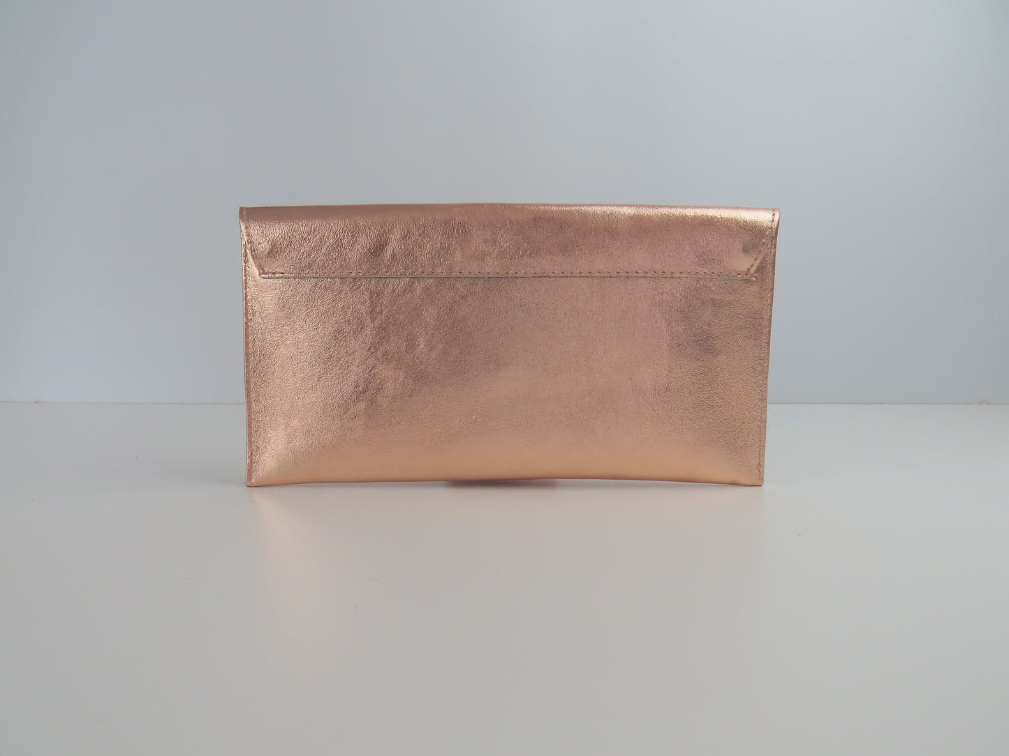 Metallic Rose Gold Envelope Clutch Bag