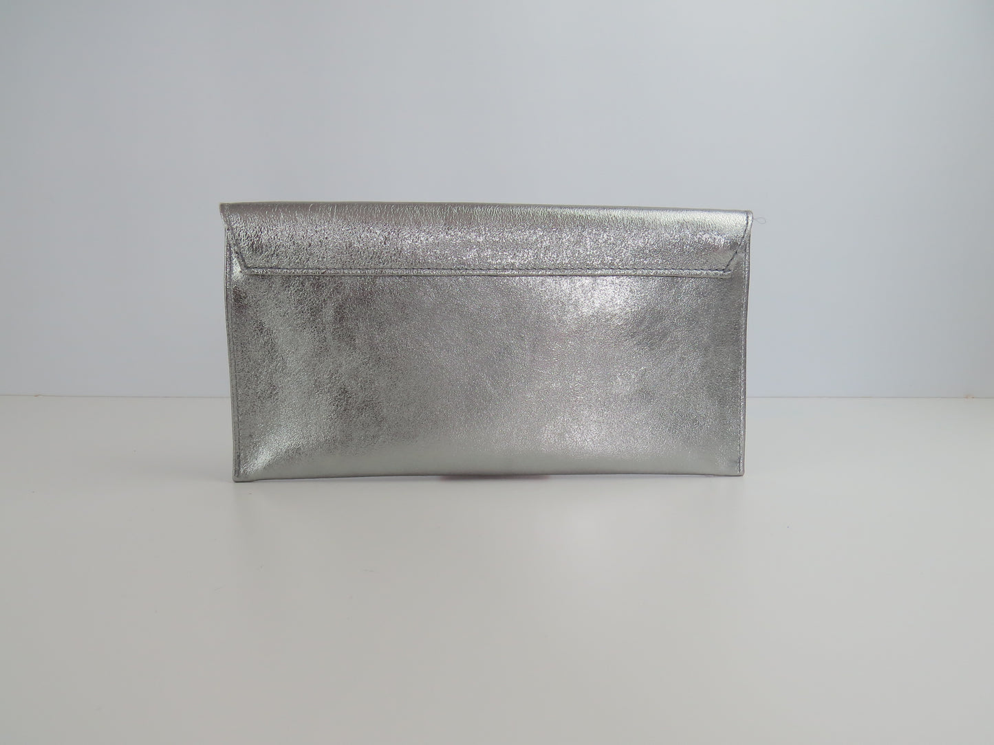 Metallic Pewter envelope clutch bag