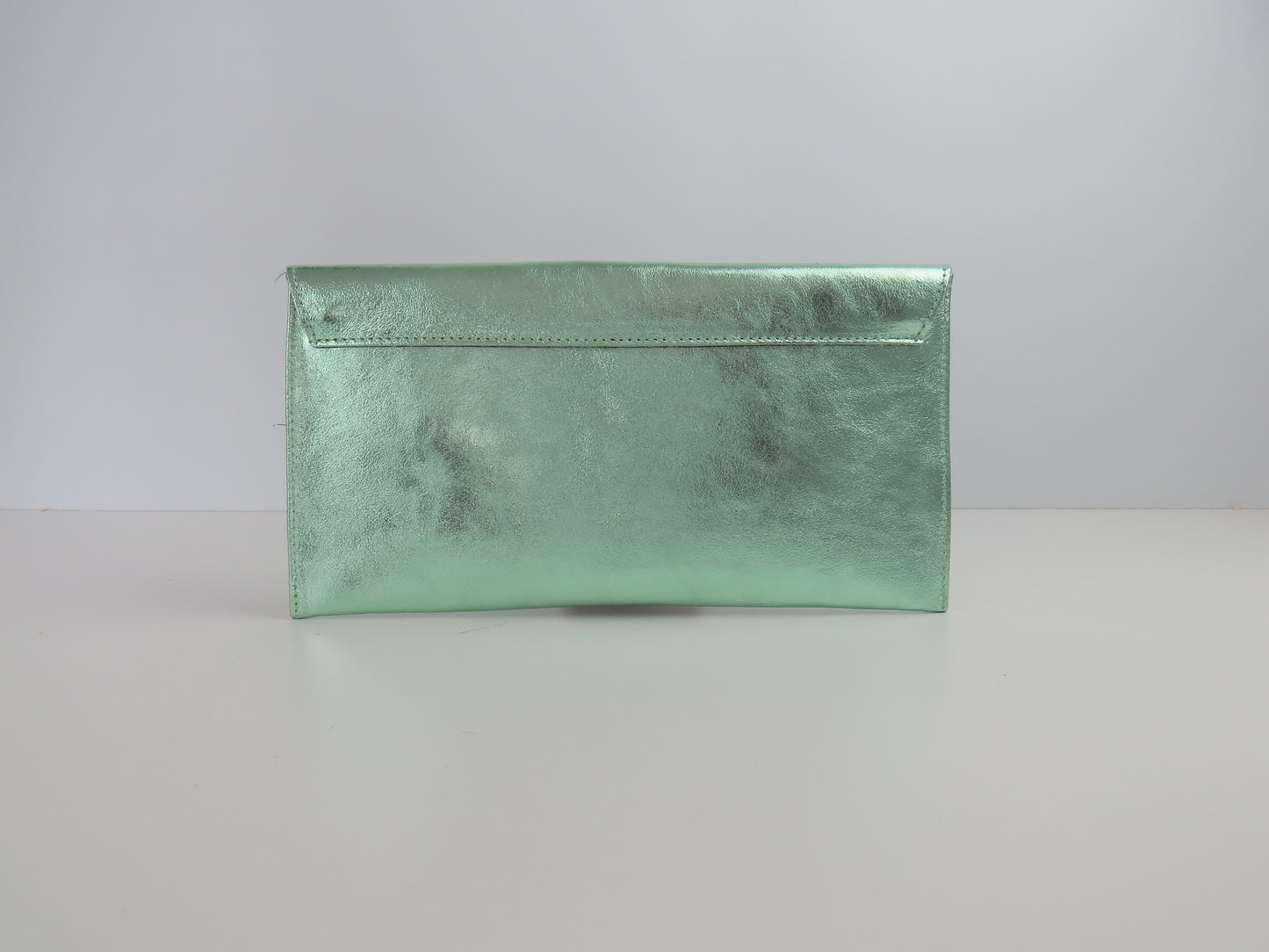Metallic Mint Sea Green Envelope Clutch Bag