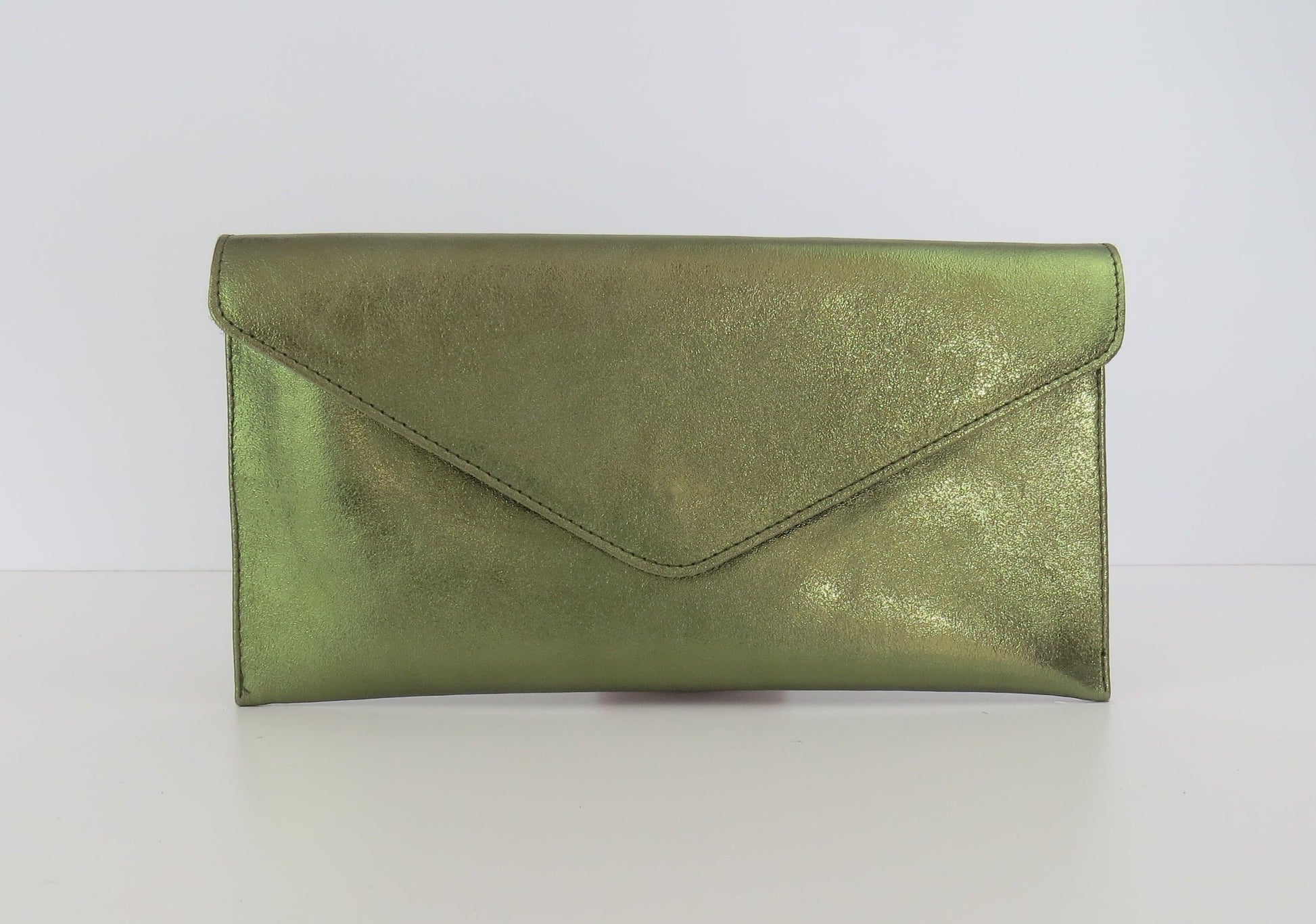 Metallic Olive Green Clutch Bag