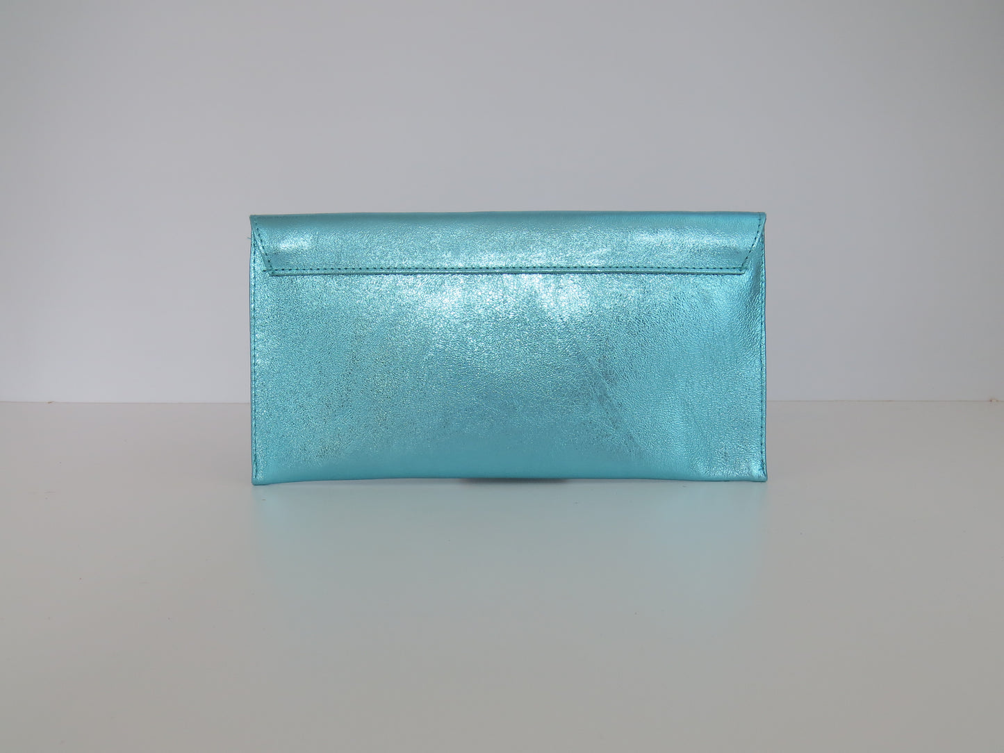 Metallic Light Sky Blue Envelope Clutch Bag