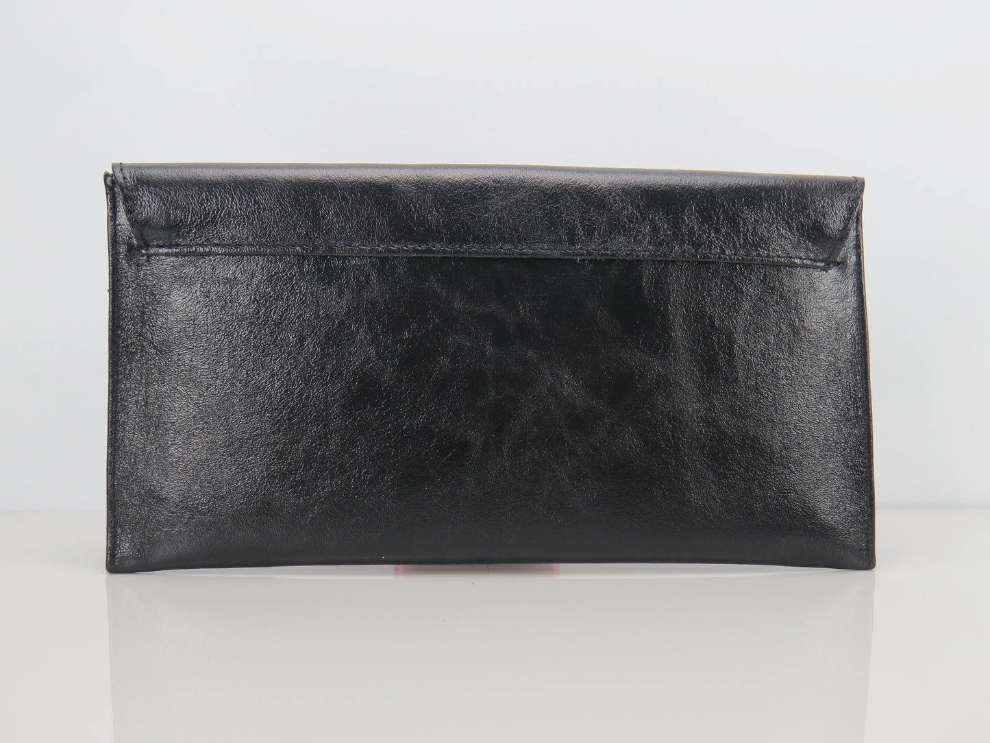 Metallic Black Envelope Clutch Bag
