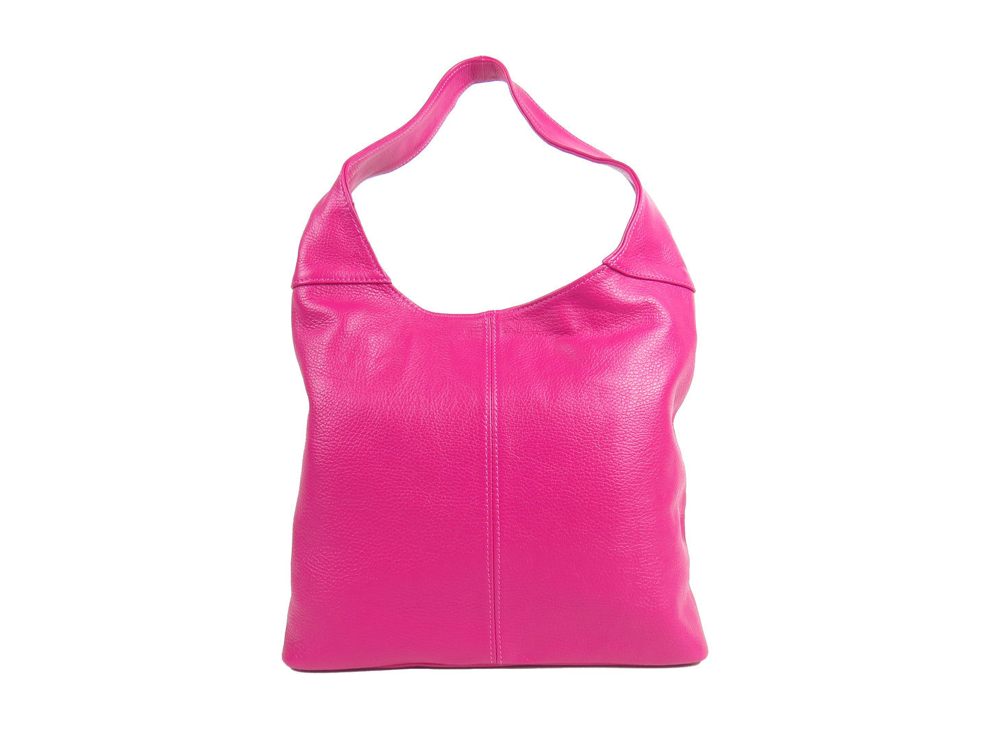 Italian Magenta Fuchsia Pink Leather Slouchy Shoulder Bag