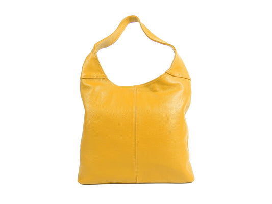 Italian Mustard Yellow Leather Slouchy Shoulder Bag