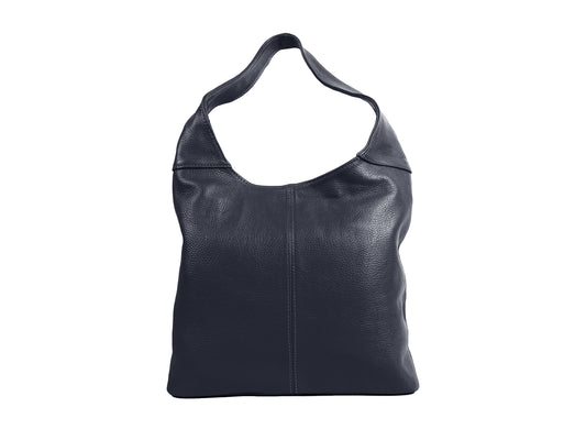 Italian Navy Blue Leather Slouchy Shoulder Bag