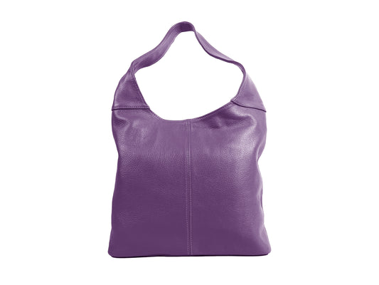 Italian Purple Violet Leather Slouchy Shoulder Bag