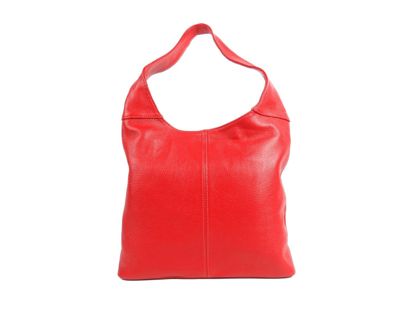 Italian Red Leather Slouchy Shoulder Bag