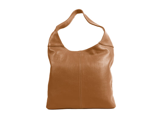 Italian Tan Brown Leather Slouchy Shoulder Bag