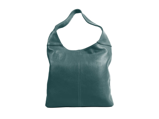 Italian Teal Green Leather Slouchy Shoulder Bag