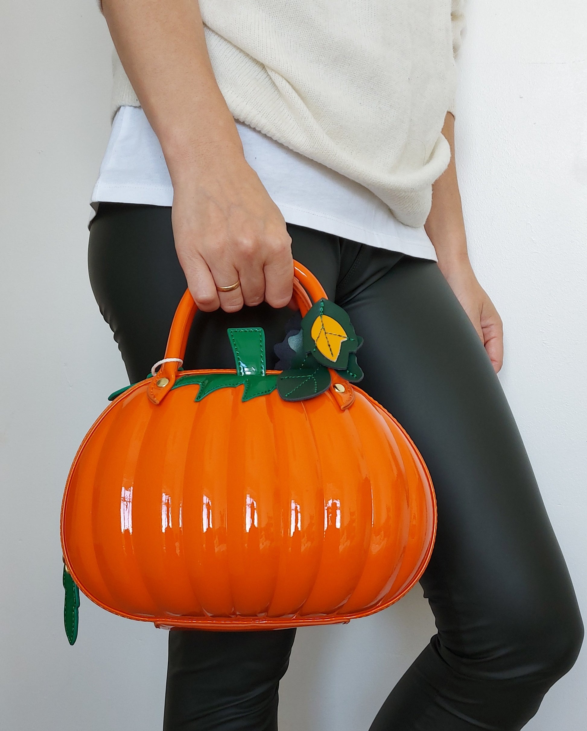 Orange Pumpkin Handbag Vegan Leather