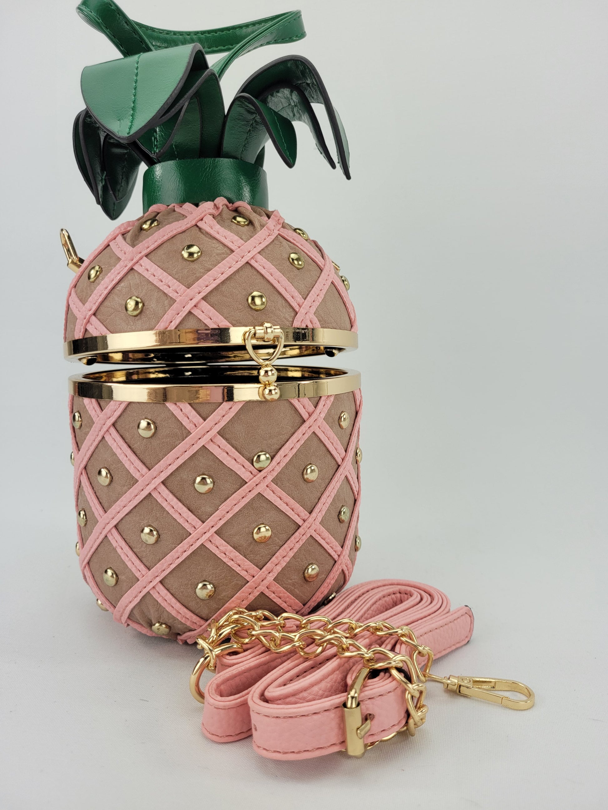 pink pineapple bag with a long stripe