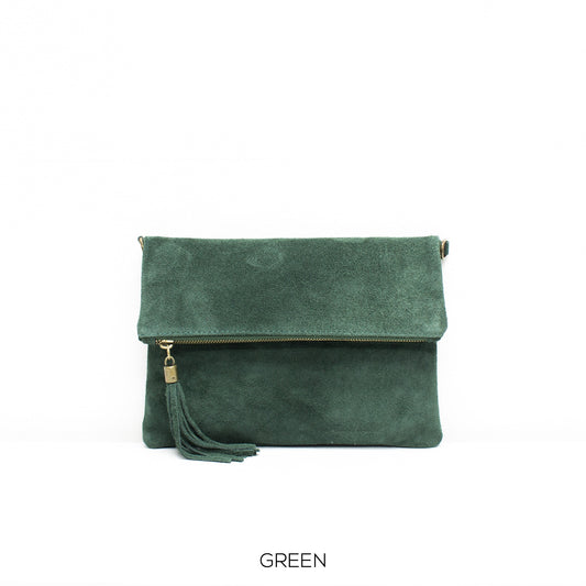 Green Suede Clutch Bag
