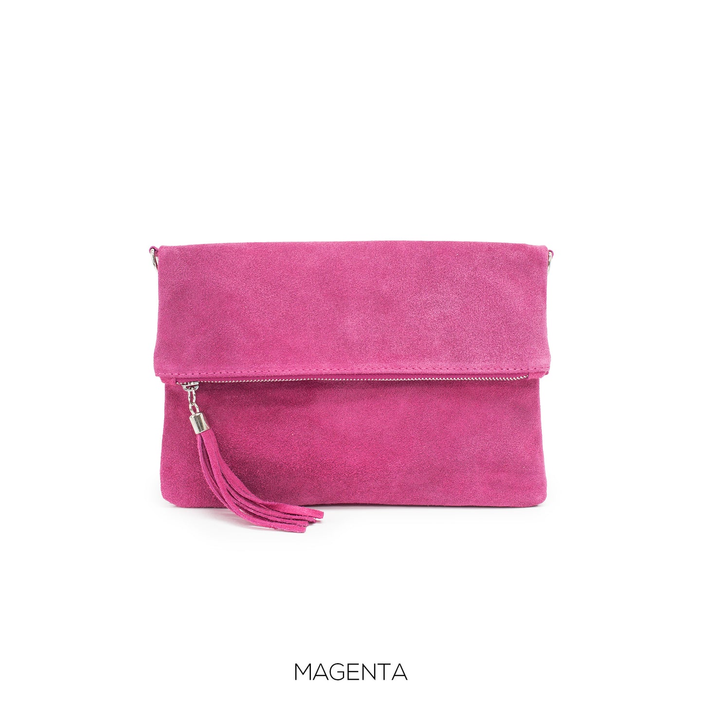 Magenta Suede Clutch Bag