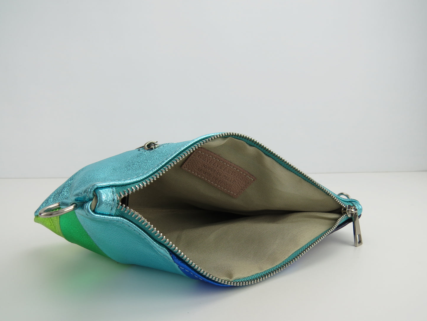 Green Retro-Stiped Clutch Bag