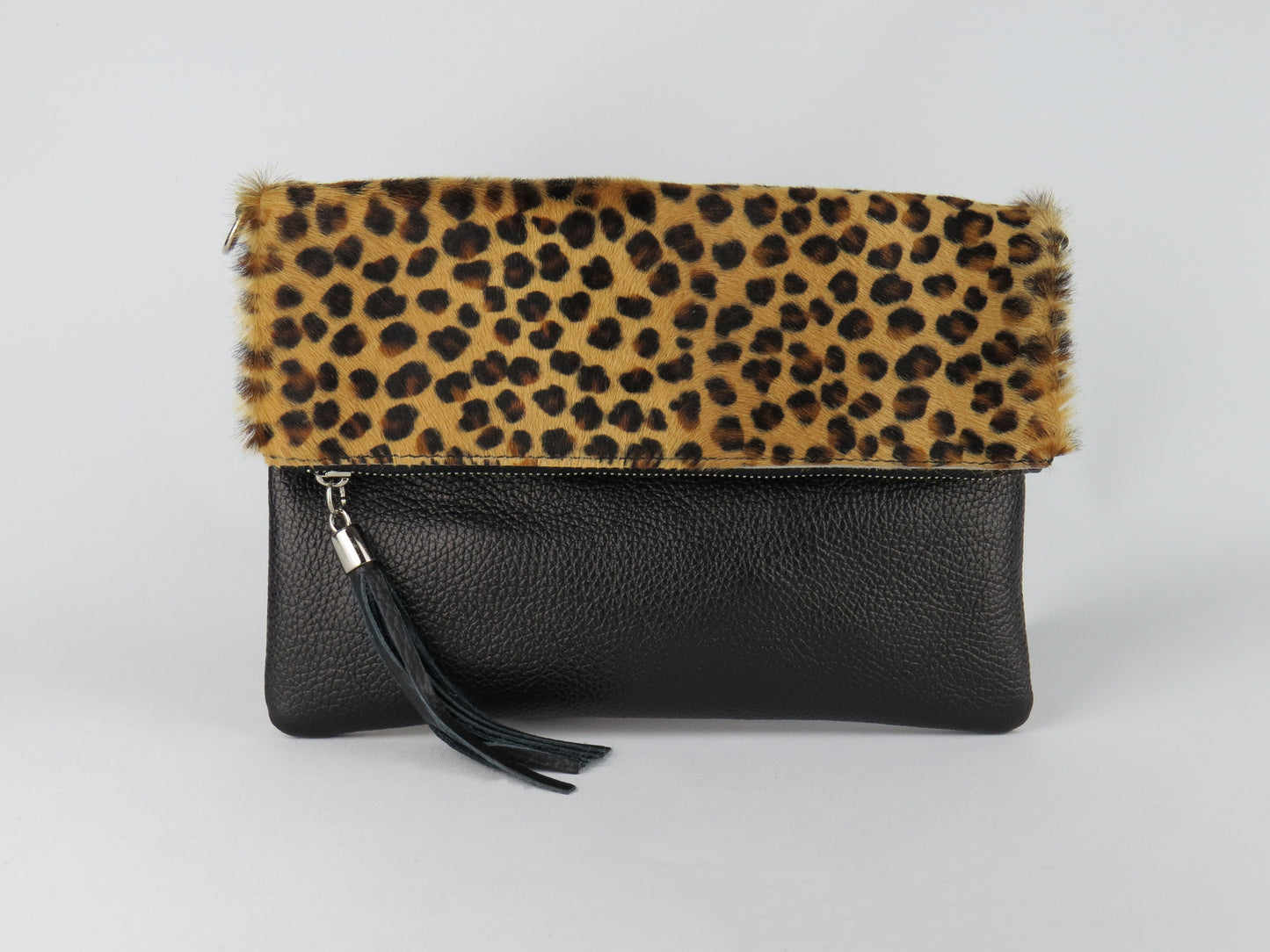 Cheetah Print Foldover Clutch Bag