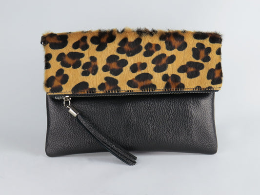 Leopard Print Foldover Clutch Bag