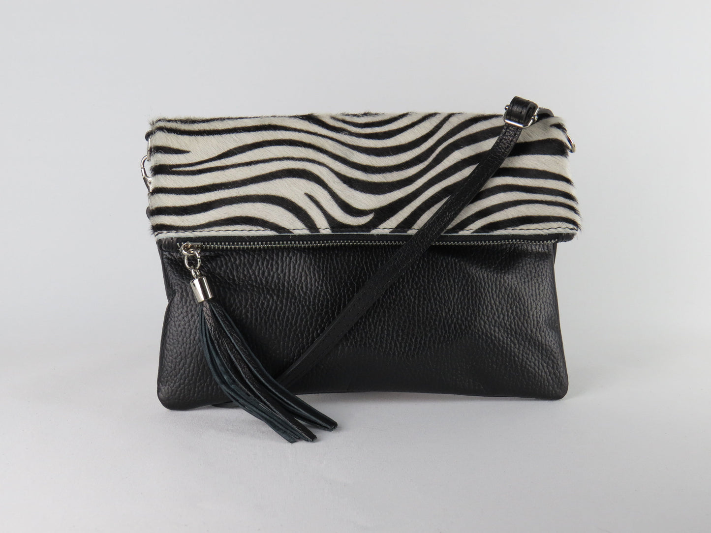 Zebra Print Foldover Clutch Bag