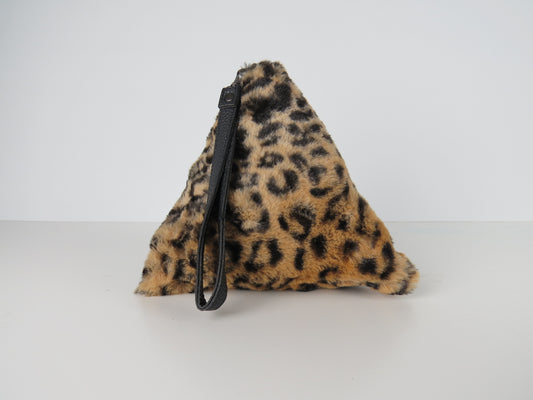 Triangular Leopard Faux Fur Bag Soft Fluffy Purse