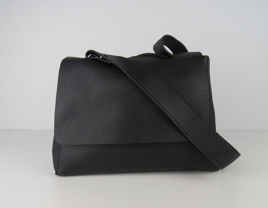 Black Minimalist Faux Leather Handbag
