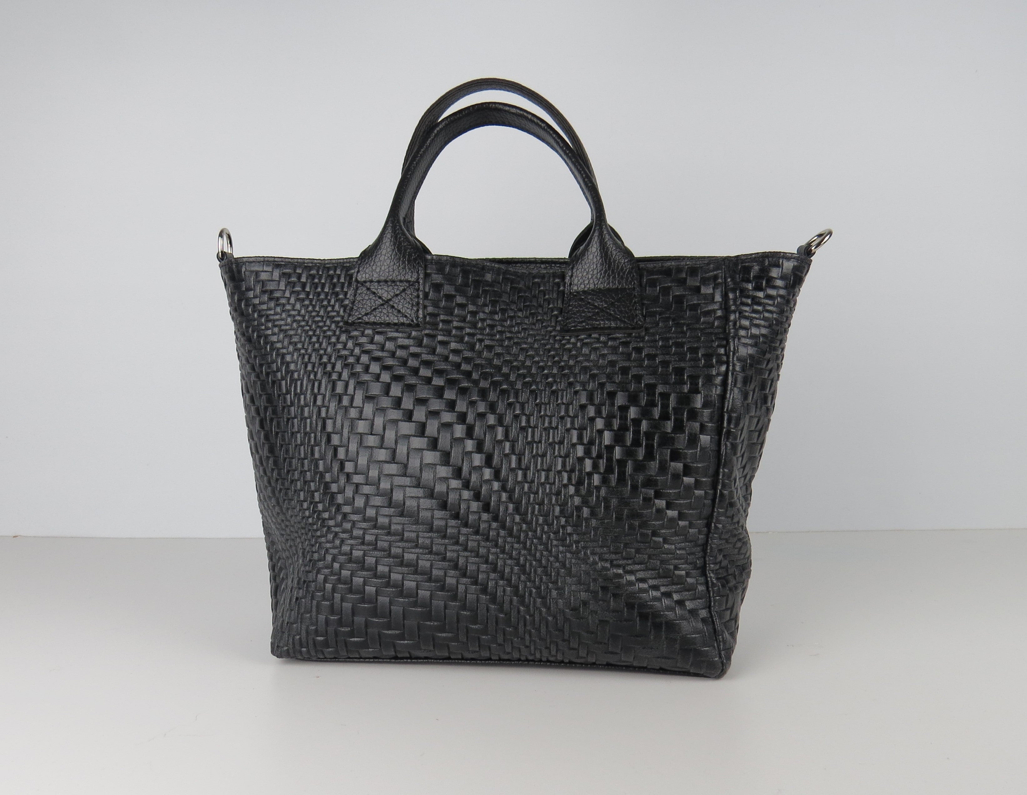 Black structured online handbag