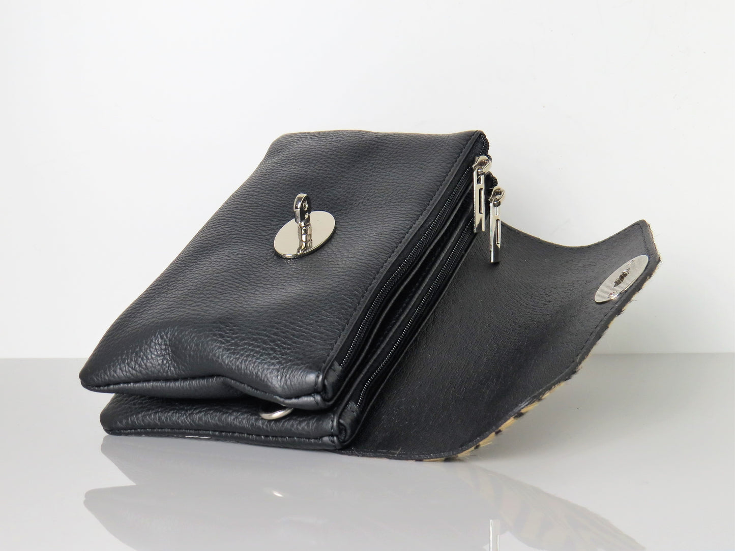 Genuine Italian Leather Mini Brown Zeba Print Crossbody Bag
