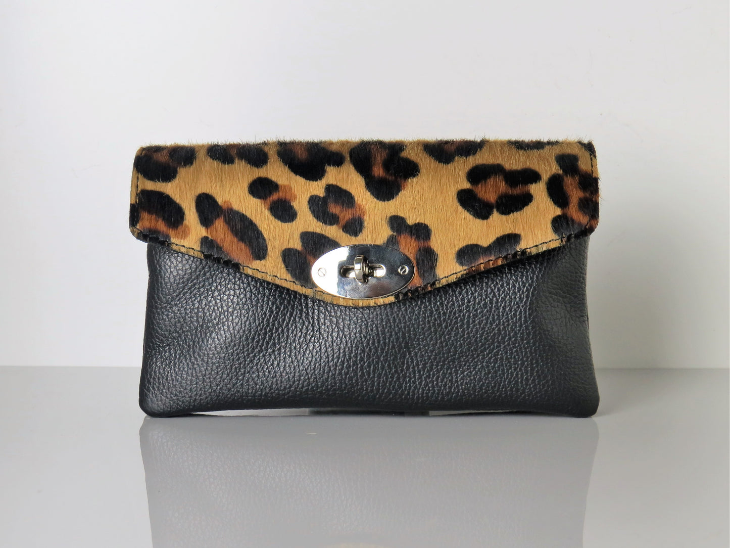 Genuine Italian Leather Mini Leopard Print Crossbody Bag