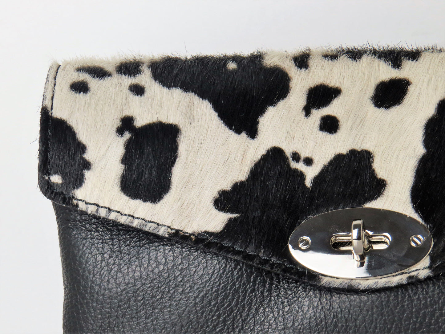 Genuine Italian Leather Mini Cow Print Crossbody Bag