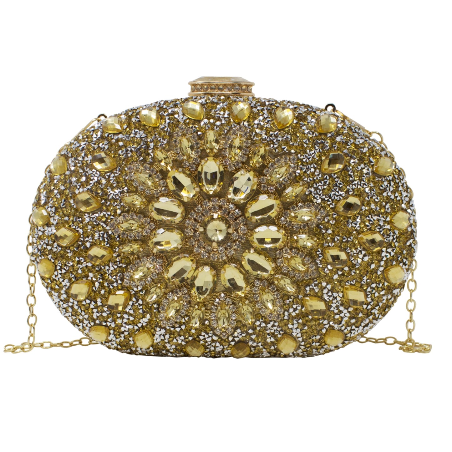 Sparkly Gold Diamante Encrusted Clutch Bag