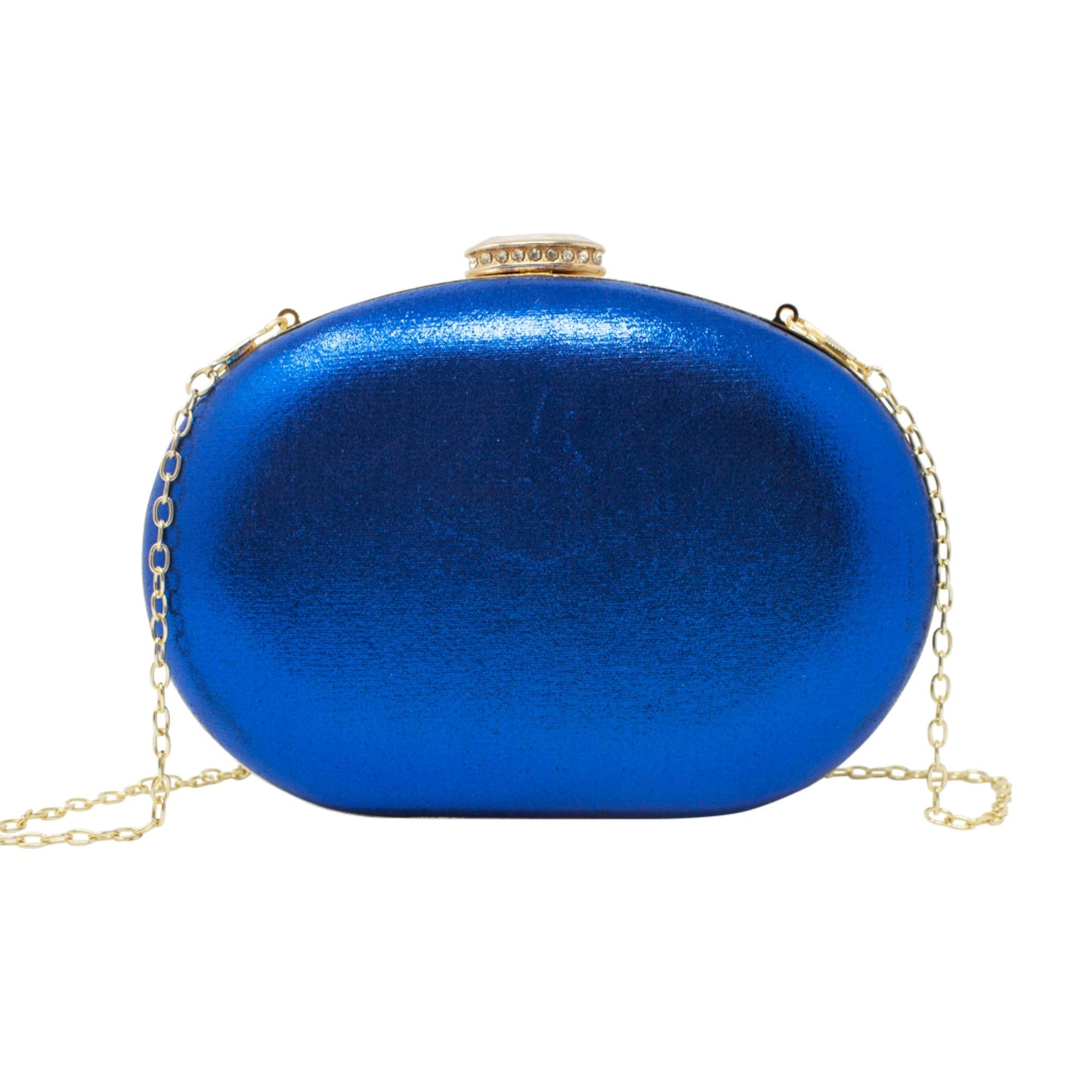 Sparkly Royal Blue Gold Diamante Encrusted Clutch Bag