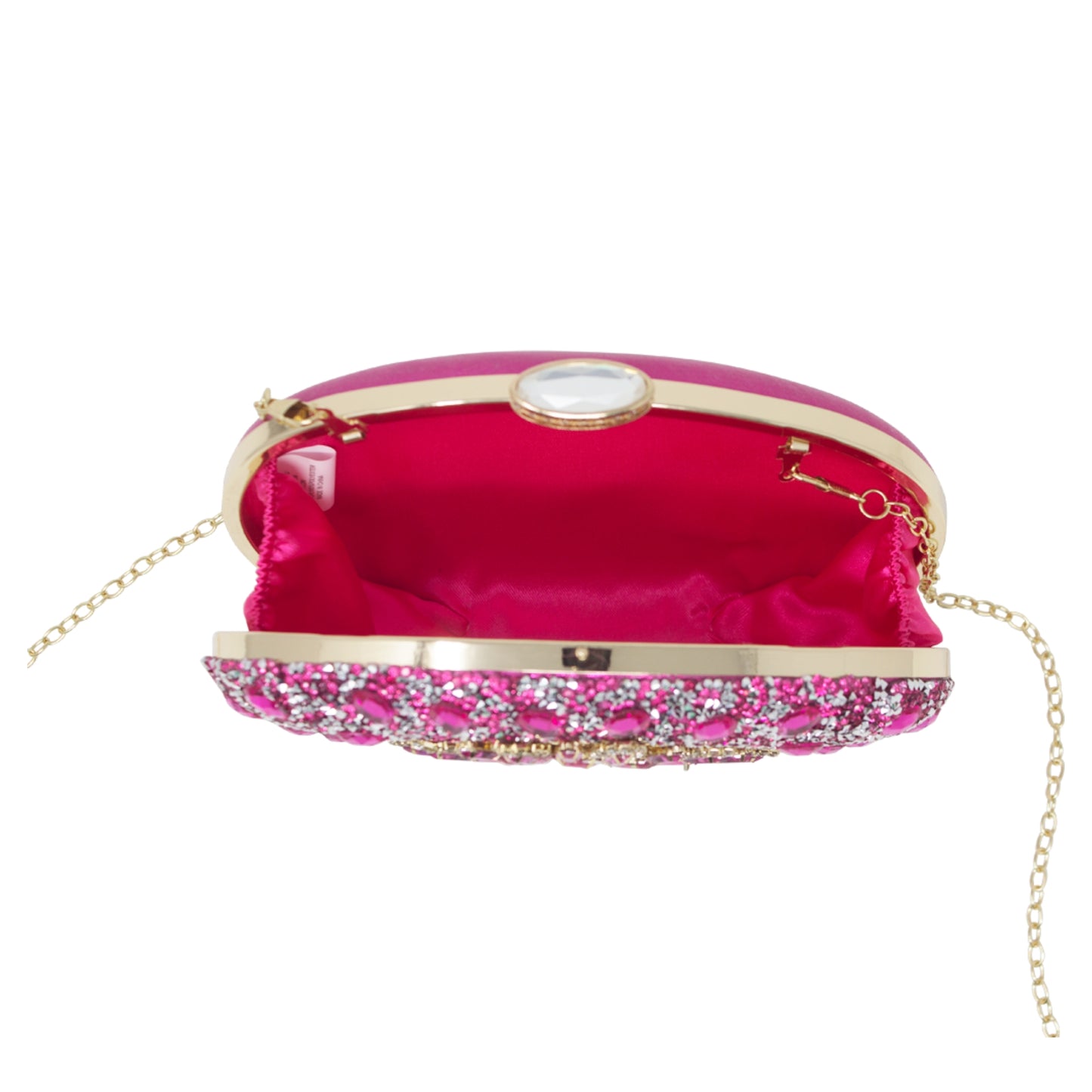 Sparkly Pink Gold Diamante Encrusted Clutch Bag