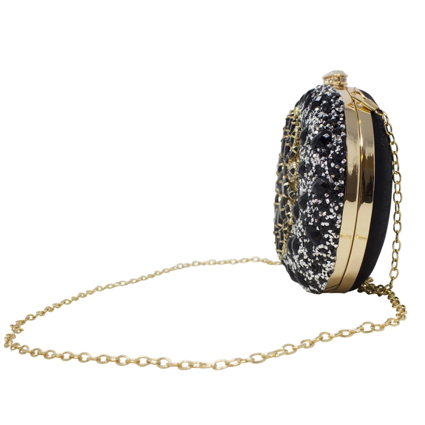 Sparkly Black Gold Diamante Encrusted Clutch Bag