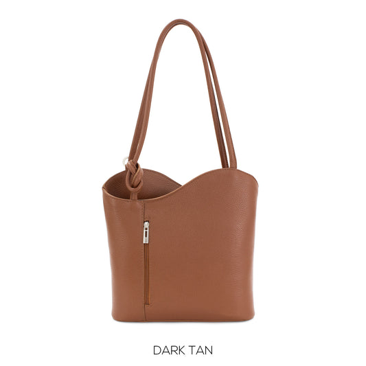 Dark Tan Shoulder Bag Convertable to Backpack