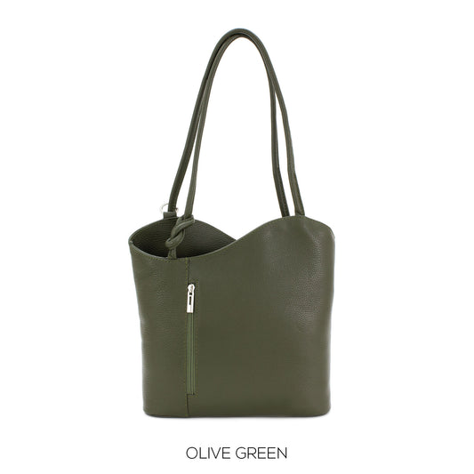 Olive Green Shoulder Bag Convertable to Backpack