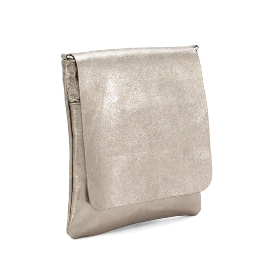 Genuine Italian Leather Mettalic Small Crossbody Bag