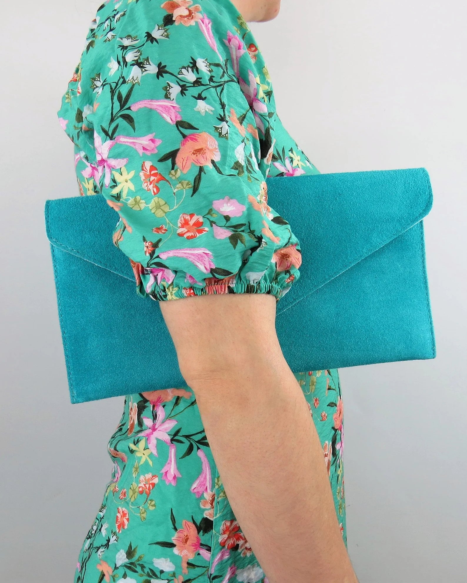 Turquoise Envelope Clutch Bag