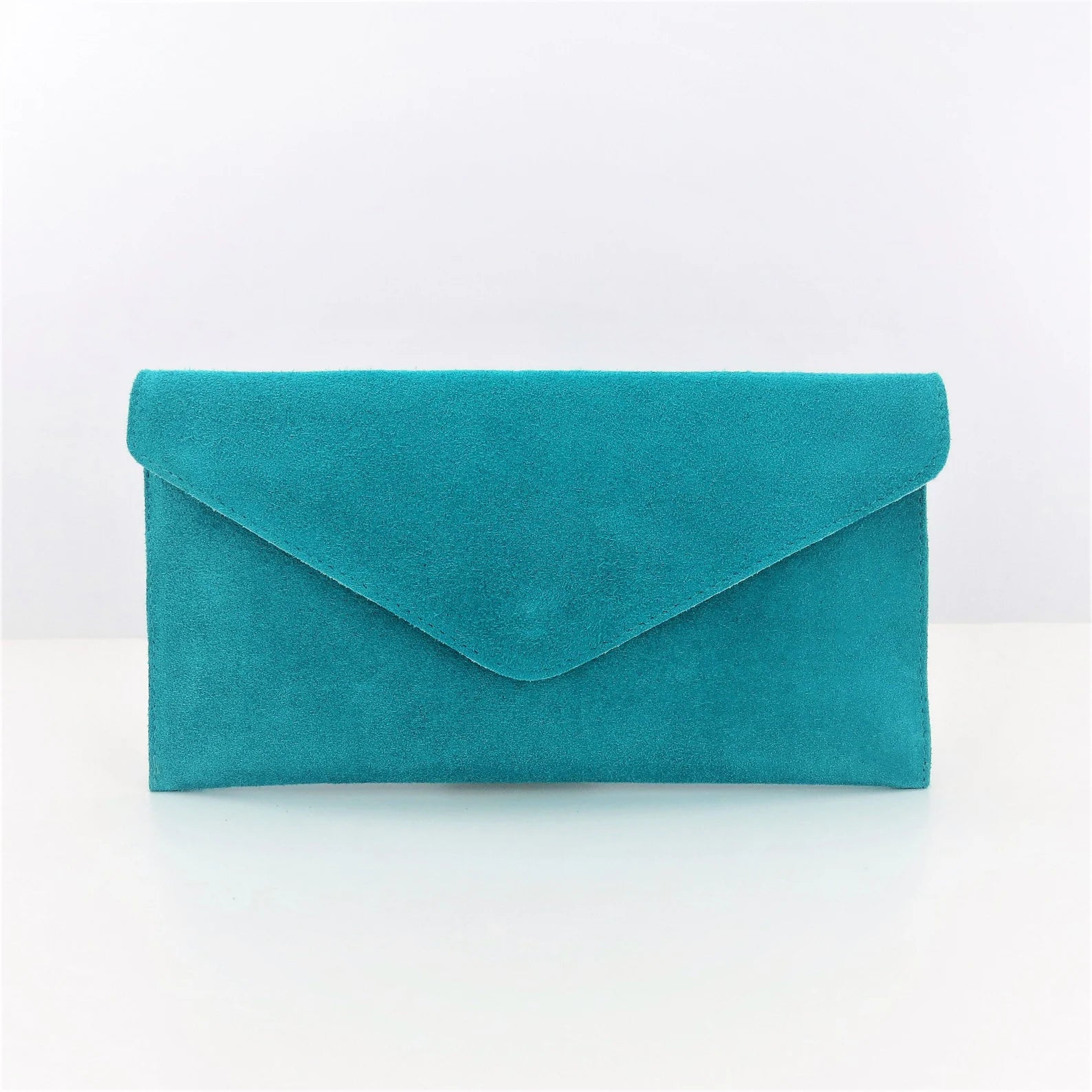 Turquoise Envelope Clutch Bag front