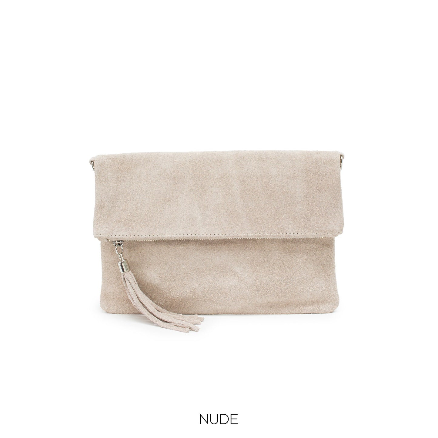 Nude Suede Clutch Bag