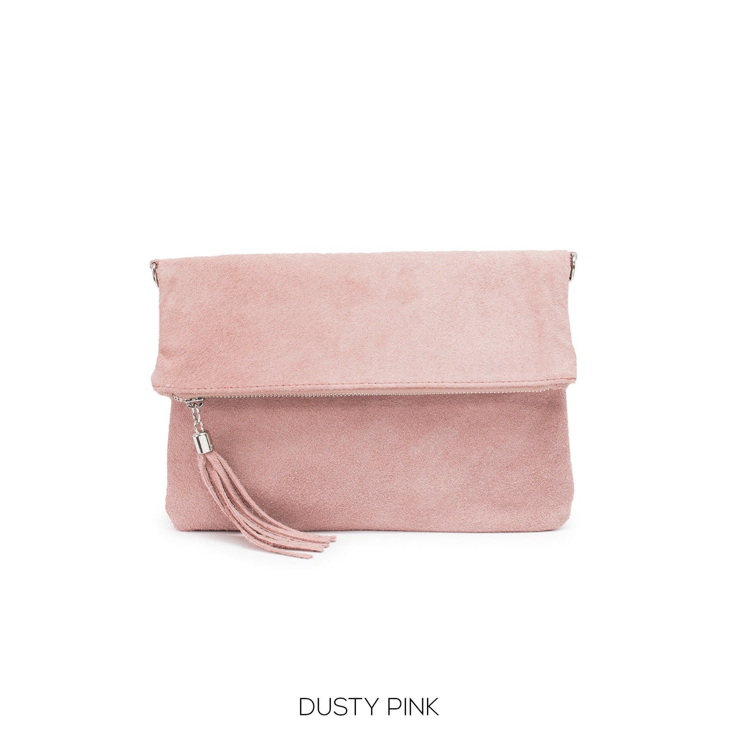 Dusty Pink Suede Clutch Bag