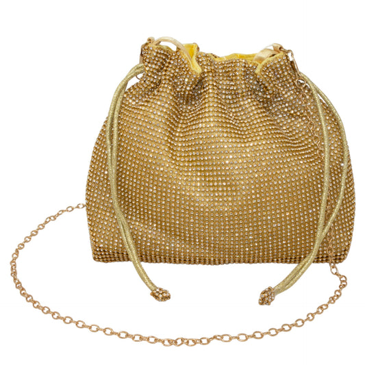 Sparkly Gold Draw String Shoulder Bag perfect eye-catching  gold handbag Gift For Her Bridesmaid Gift Wedding Clutch Bag Gold Clutch Bag