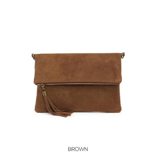 Brown Suede Clutch Bag