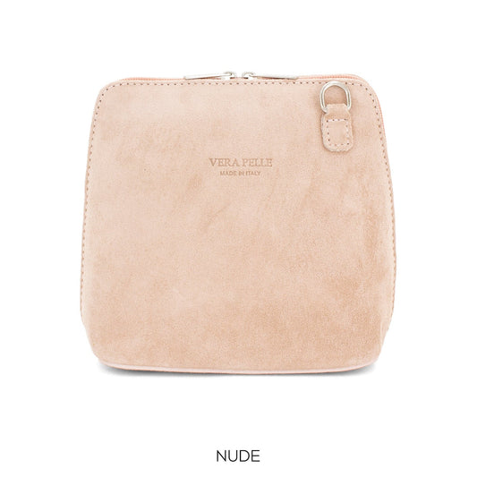 Real Leather Suede Crossbody Bag VERA PELLE Real Italian Suede Leather Small Crossbody Shoulder Bag Nude bag Nude Suede Bag Cute Crossbody