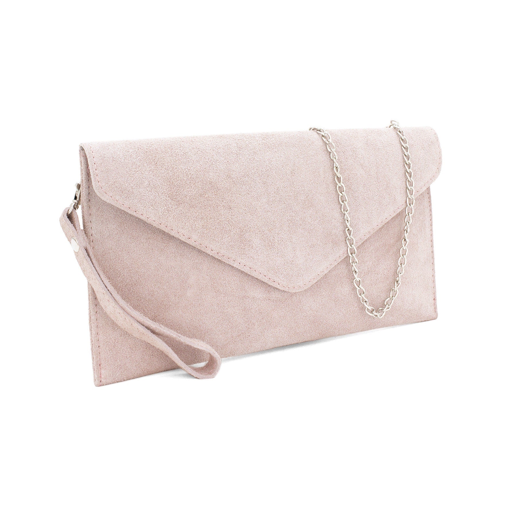  Nude envelope clutch bag with chain strap