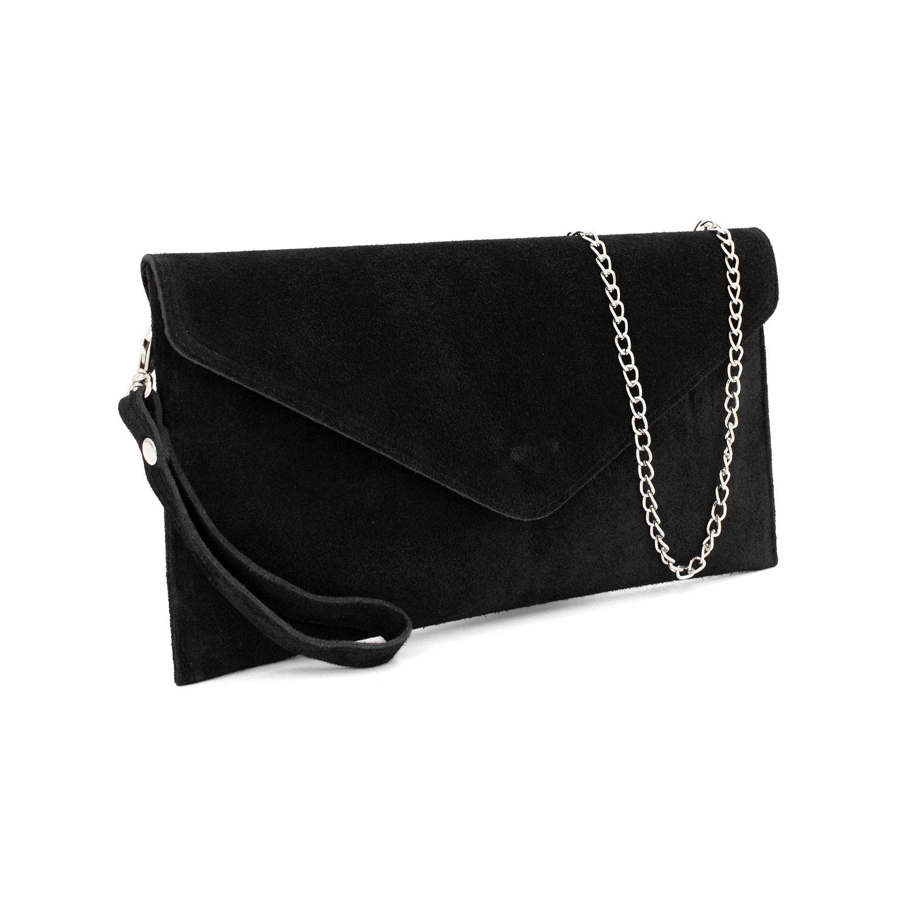 Black suede clutch bag online